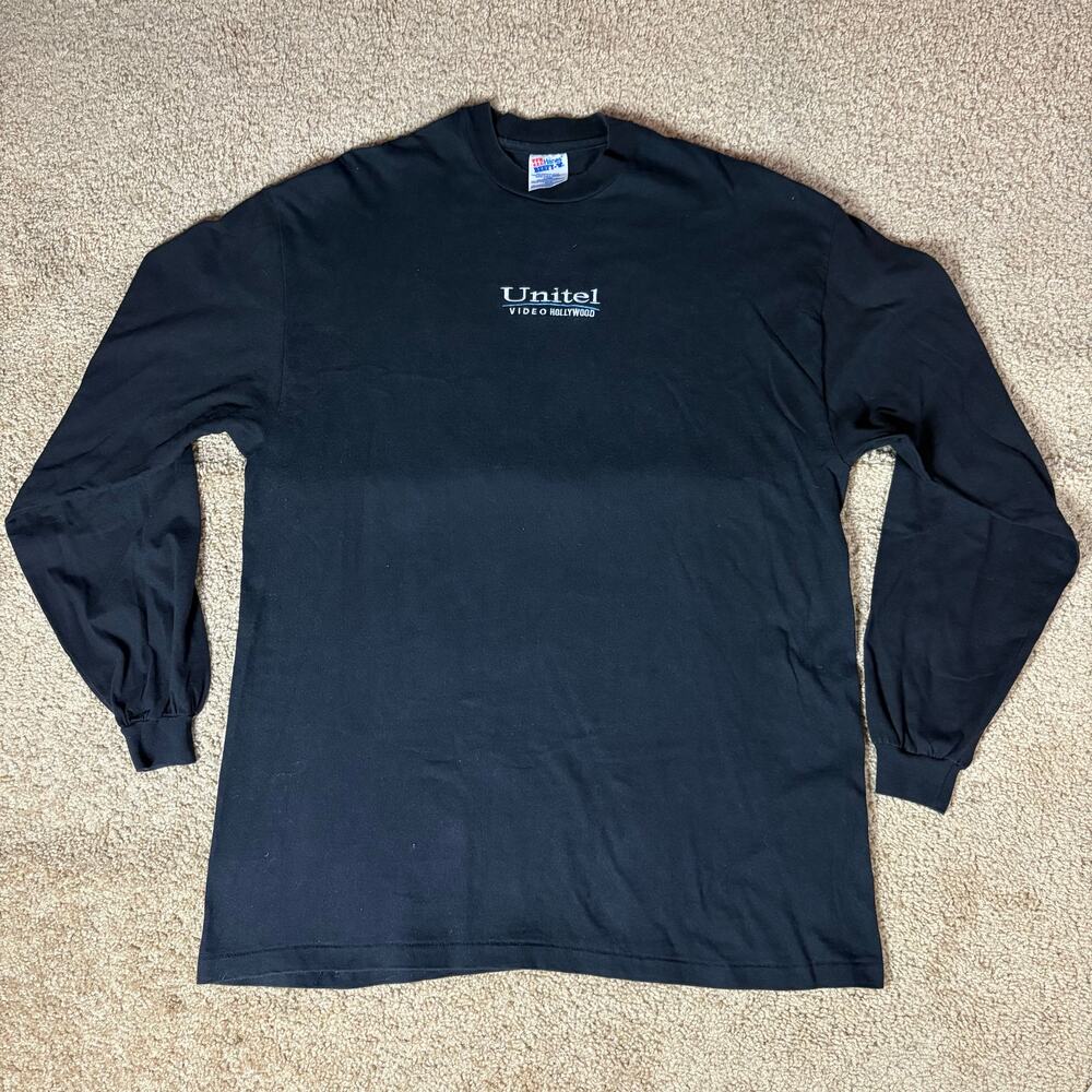 Vintage 90s Unitel Hollywood Video Black Long Sleeve Shirt Men’s Sz XL